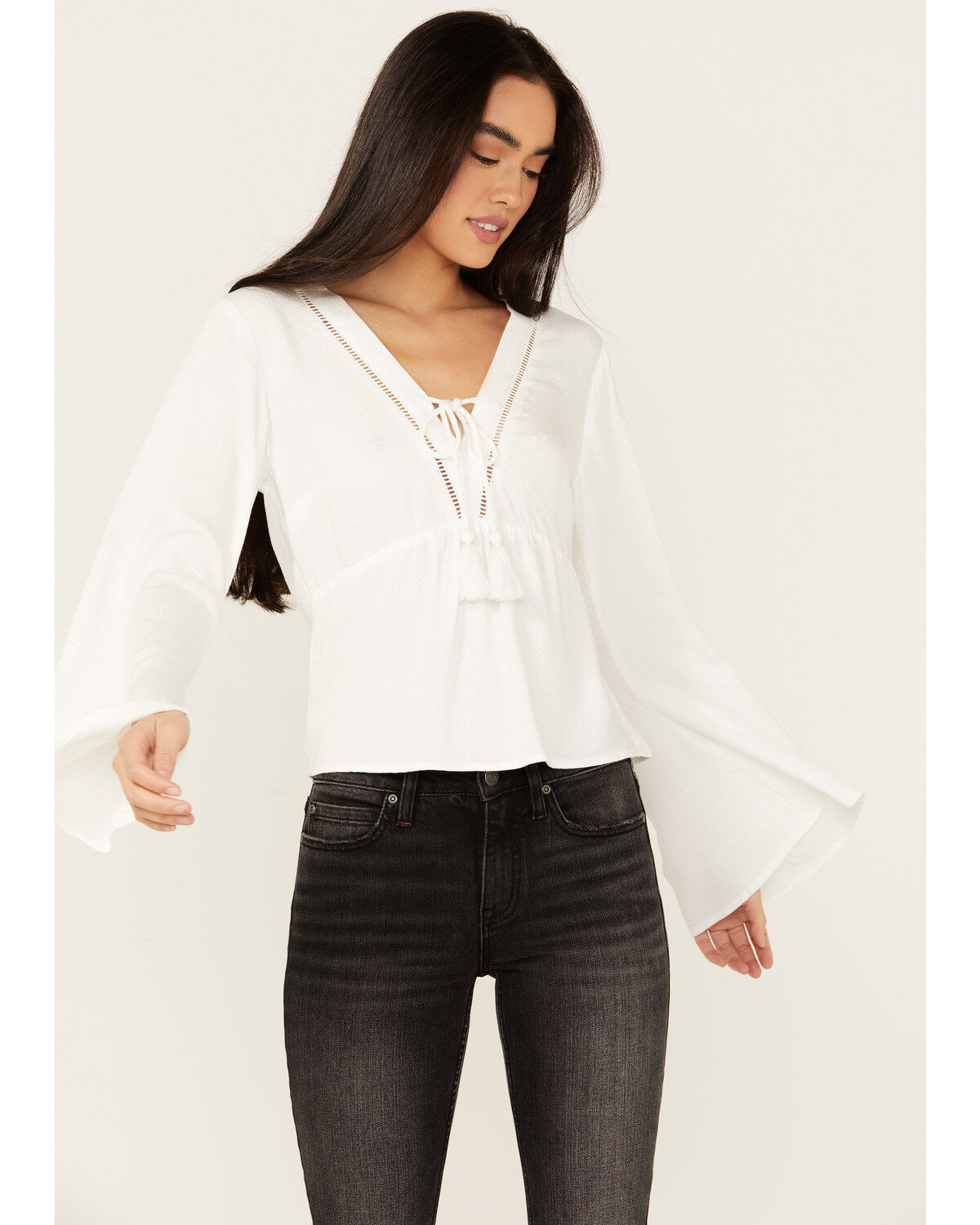 Image #2 - Idyllwind Women's Cedar Lace-Up Top, Ivory, hi-res