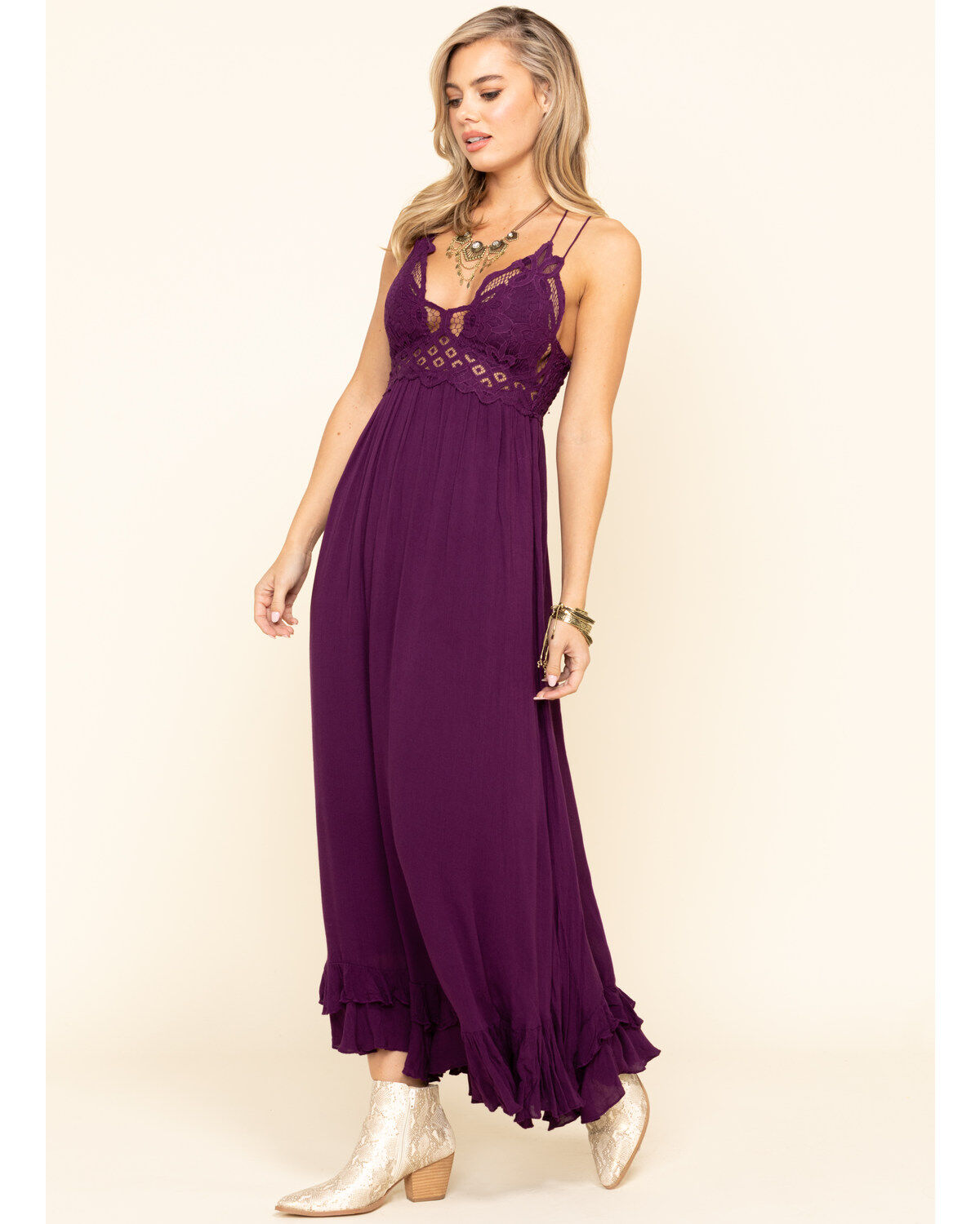 Free people women's adella maxi slip dress clearance