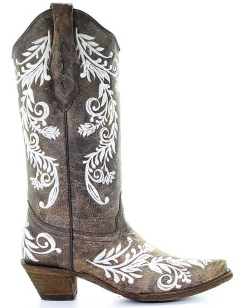 Corral Women's Glow in the Dark Embroidered Western Boots  - Snip Toe, Brown, hi-res