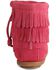 Minnetonka Girls' Double Fringe Side-Zip Moccasin Boot, Hot Pink, hi-res