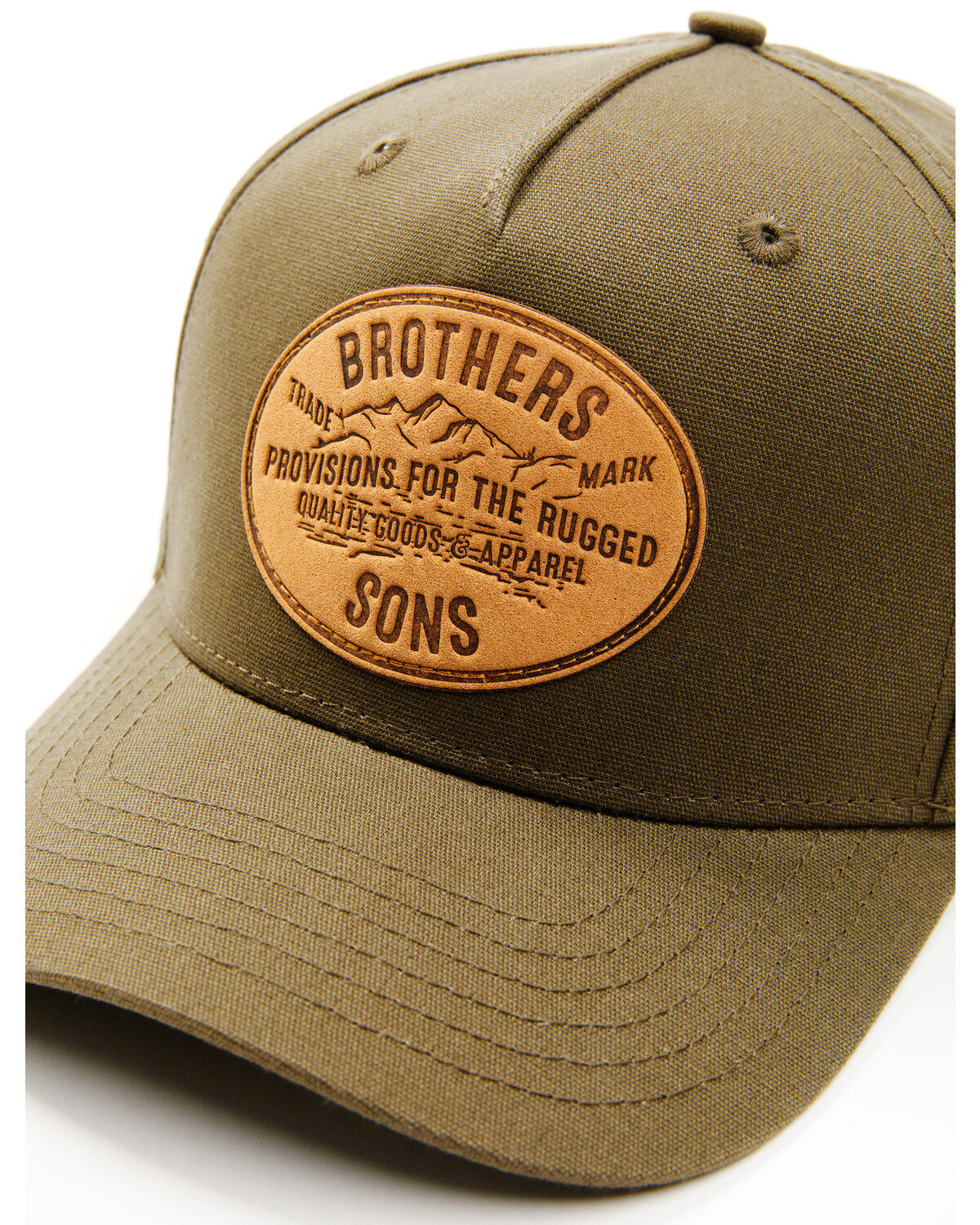 Image #2 - Brothers and Sons Men's Provisions For The Rugged Leather Patch Ball Cap, Olive, hi-res