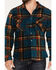 Brixton Men's Plaid Print Bowery Long Sleeve Arctic Stretch Fleece Jacket, Teal, hi-res