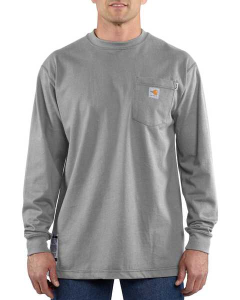 Carhartt Men's FR Solid Long Sleeve Work Shirt - Big & Tall, Grey, hi-res