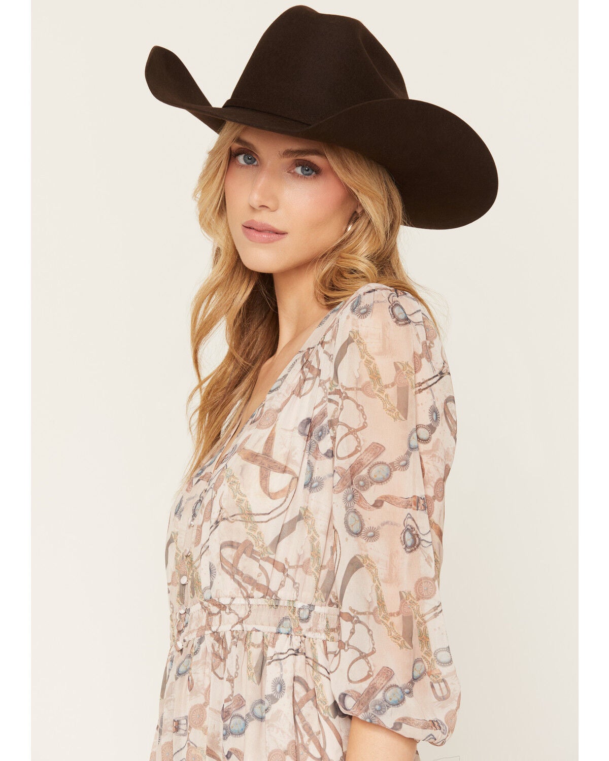Image #2 - Shyanne Women's Pathfinder Printed Long Sleeve Button-Front Maxi Dress, Natural, hi-res