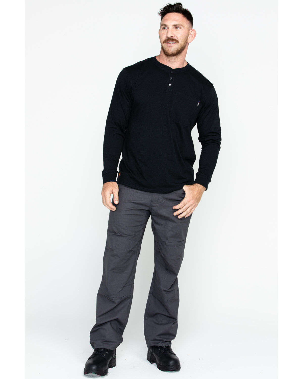Image #6 - Hawx Men's Black Pocket Henley Work Shirt - Big, Black, hi-res