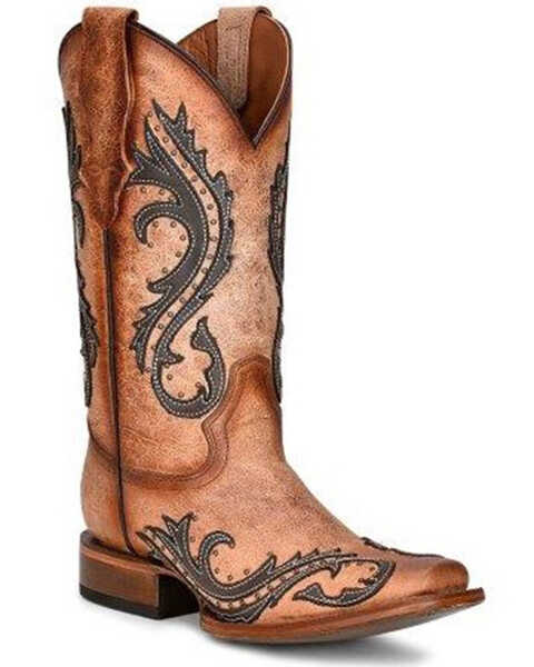 Image #1 - Corral Women's Burnout Contrast Stitch Tall Western Boots - Snip Toe, Grey, hi-res