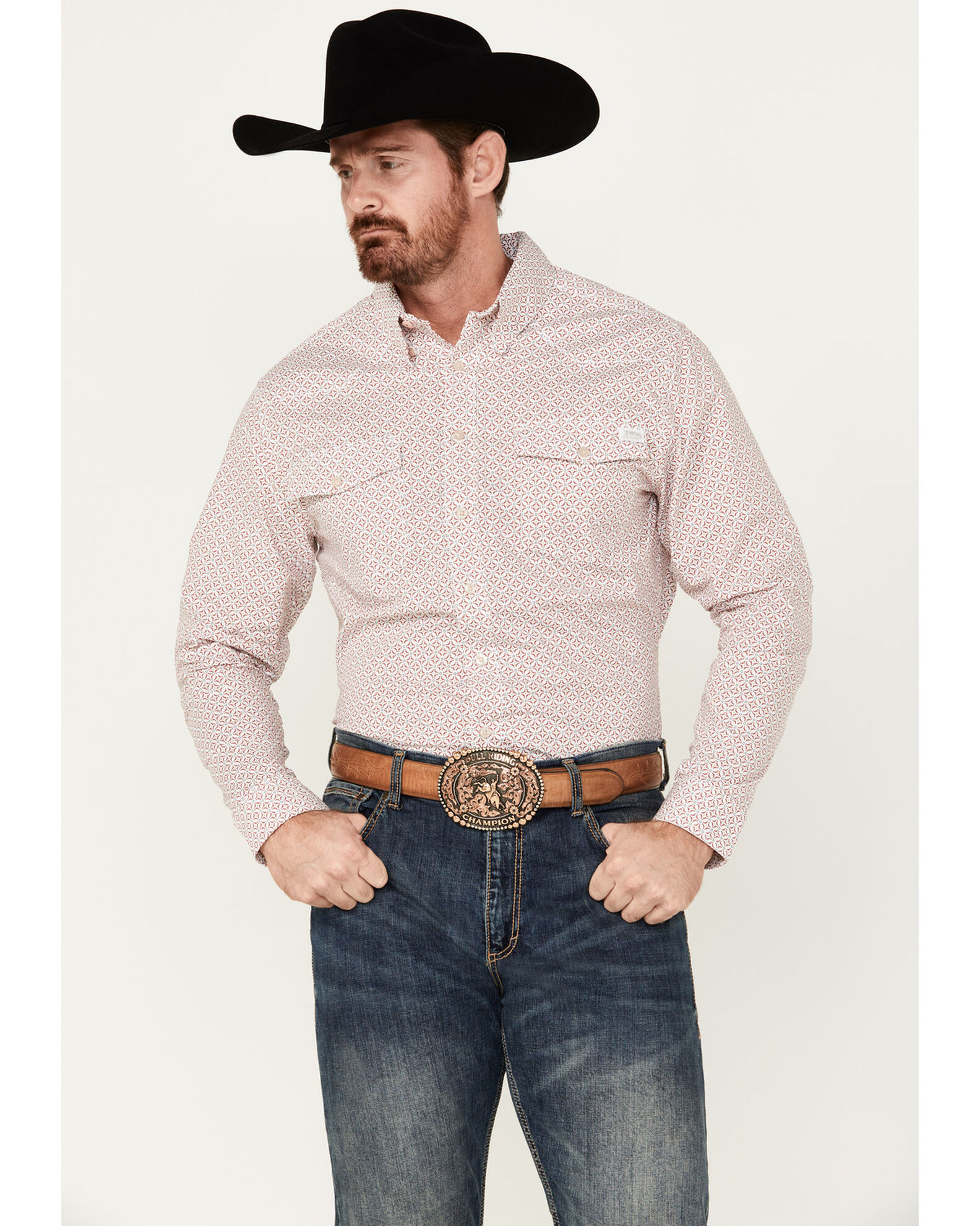Justin Men s Boot Barn Exclusive JustFlex Geo Print Long Sleeve