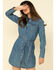 Wrangler Women's Medium Wash Denim Western Shirt Dress, Blue, hi-res