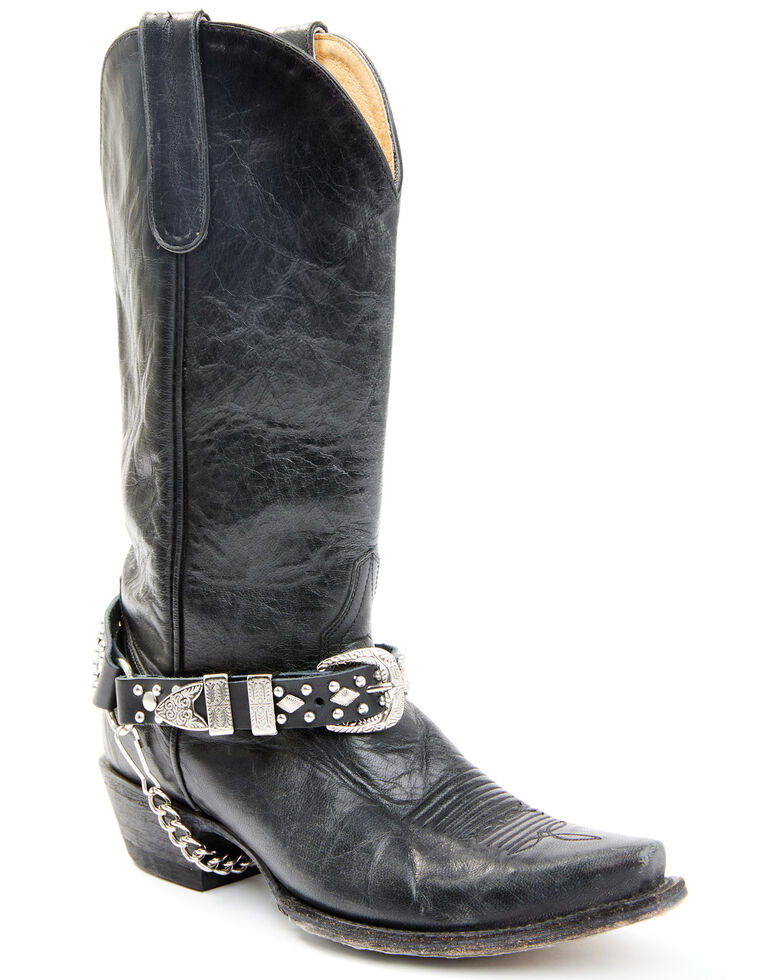 strap leather boots