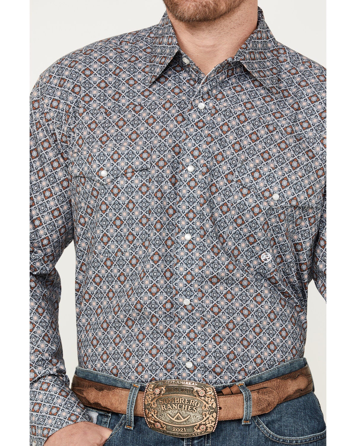 Roper - Mens Short Sleeve Shirt Amarillo Independence Western main image 1