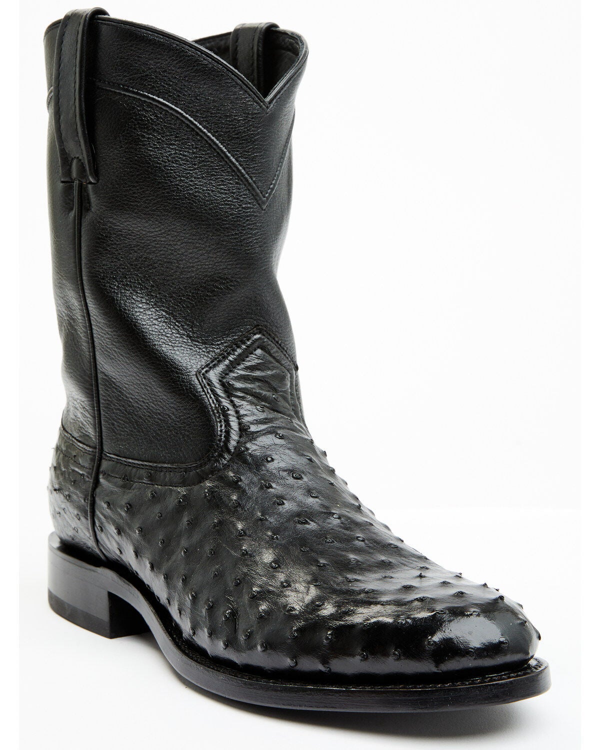 Cody James Black 1978&reg; Men's Carmen Exotic Full-Quill Ostrich Roper Boots - Round Toe, Black, hi-res