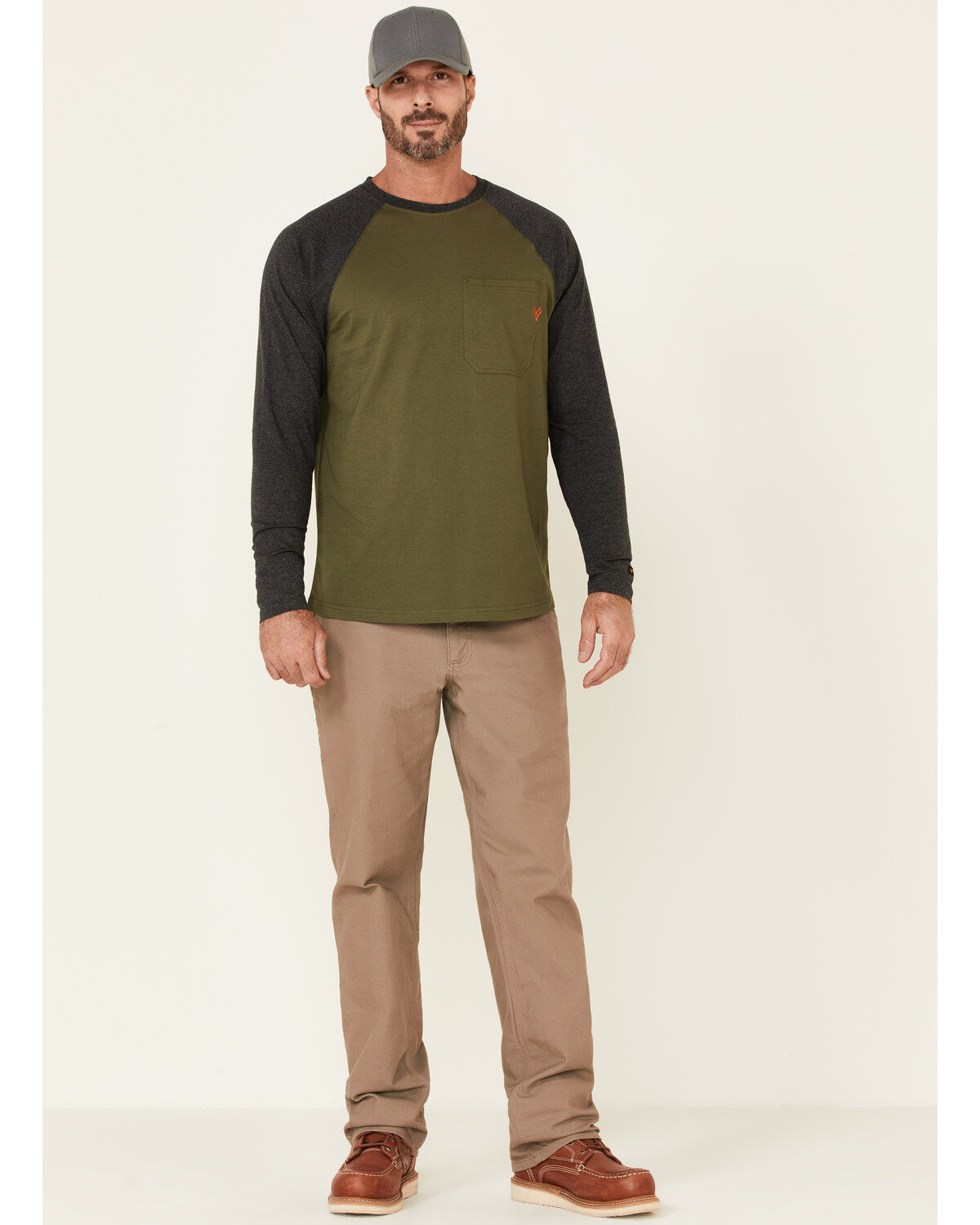 Image #2 - Hawx Men's Moss Green Original Baseball Crew Long Sleeve Work T-Shirt , , hi-res
