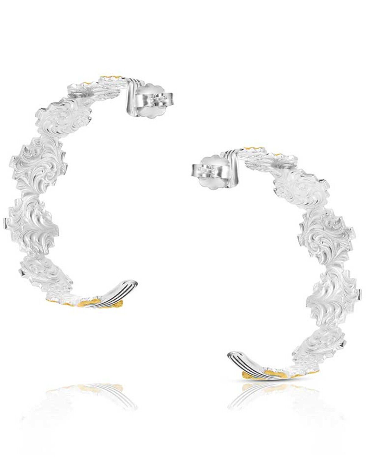 Image #2 - Montana Silversmiths Women's Southwestern Hoop Earrings, Silver, hi-res