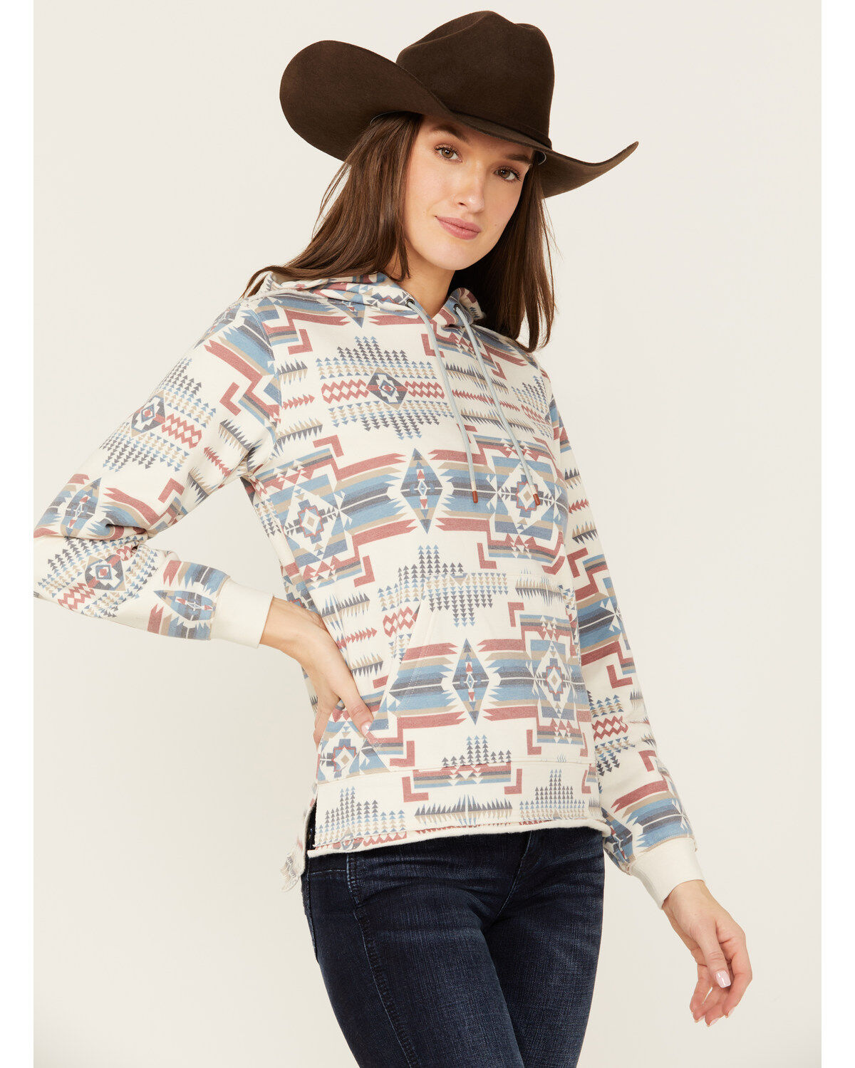 Image #2 - Shyanne Women's Big Horn Southwestern Print Hoodie, Cream, hi-res