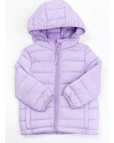Urban Republic Youth Girls' Purple Quilted Packable Puffer Hooded Jacket, Purple, hi-res