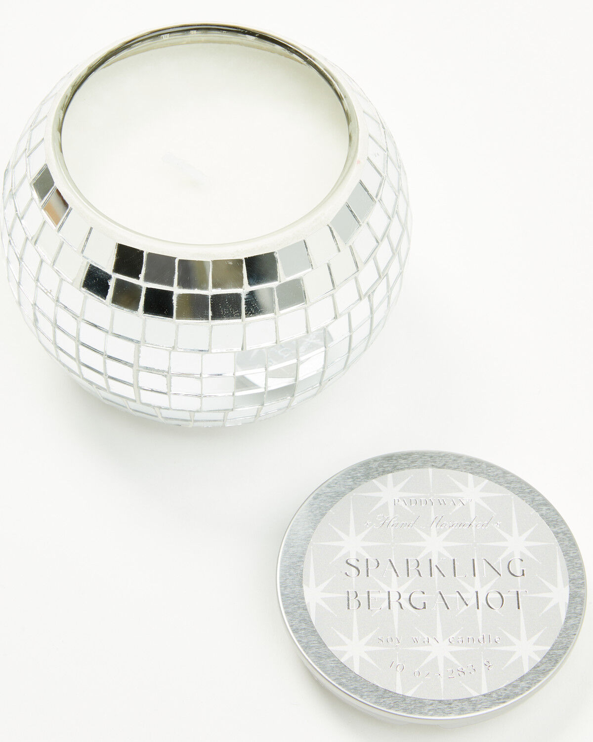 Image #1 - Paddywax Magique 10oz Sparkling Bergamot Glass Disco Ball Candle, Silver, hi-res