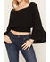 Image #3 - Shyanne Women's Pearl 3/4 Sleeve Smocked Waist Top, Black, hi-res