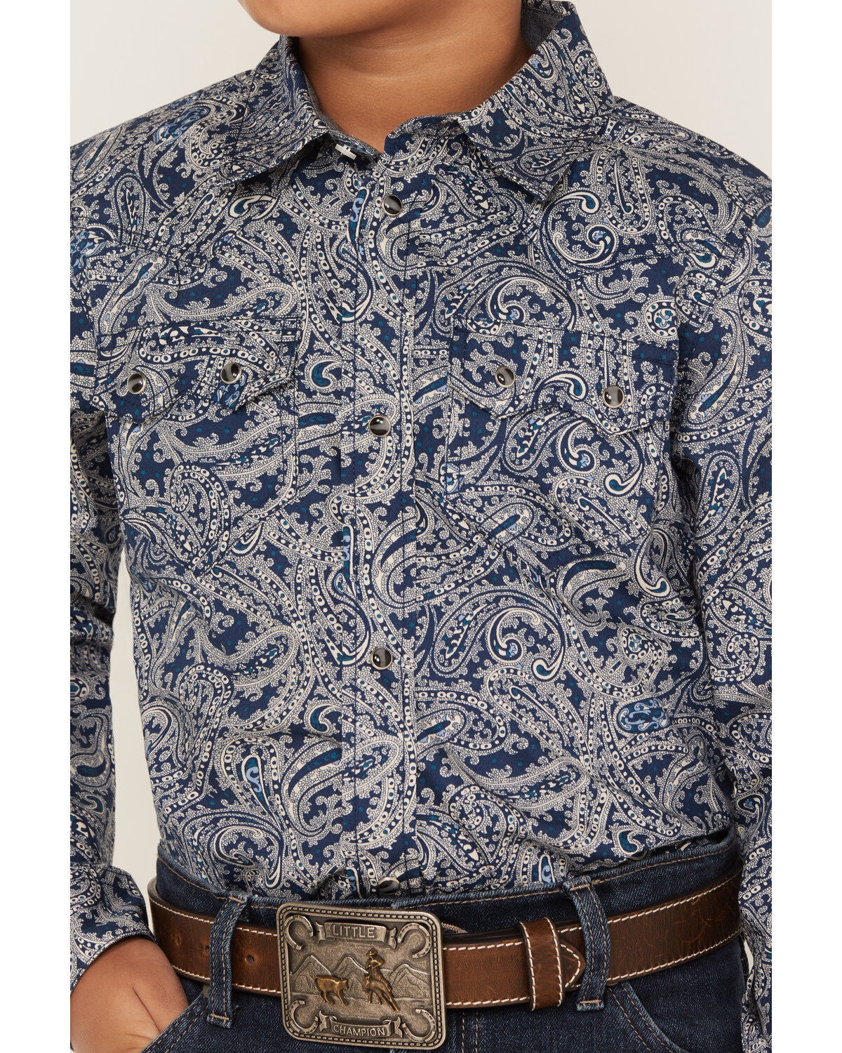Image #3 - Cody James Boys' Paisley Print Long Sleeve Snap Western Shirt, , hi-res