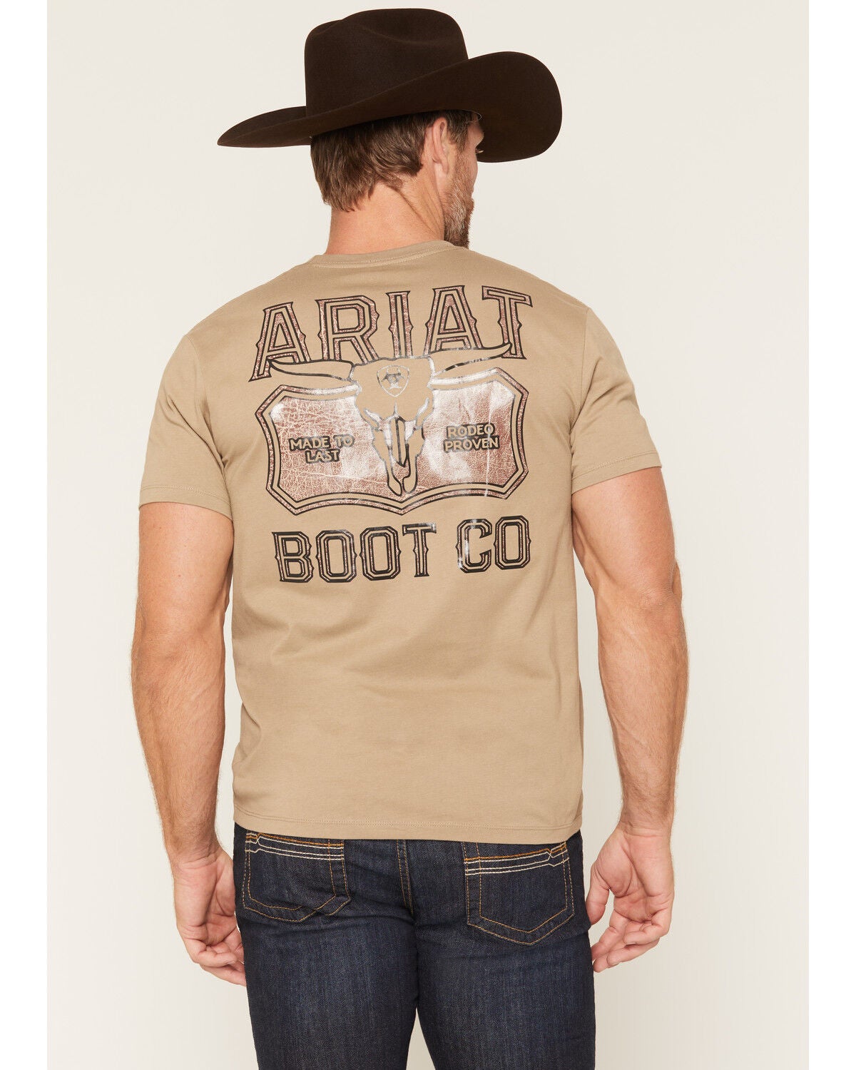 Image #1 - Ariat Men's Steer Lockup Short Sleeve Graphic T-Shirt, Taupe, hi-res
