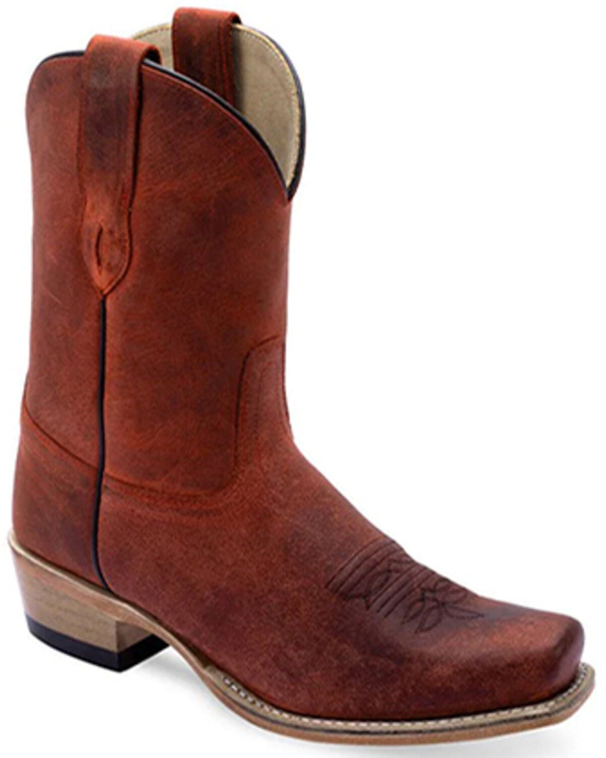 Old West Women's Short Western Boots - Square Toe, Burgundy, hi-res