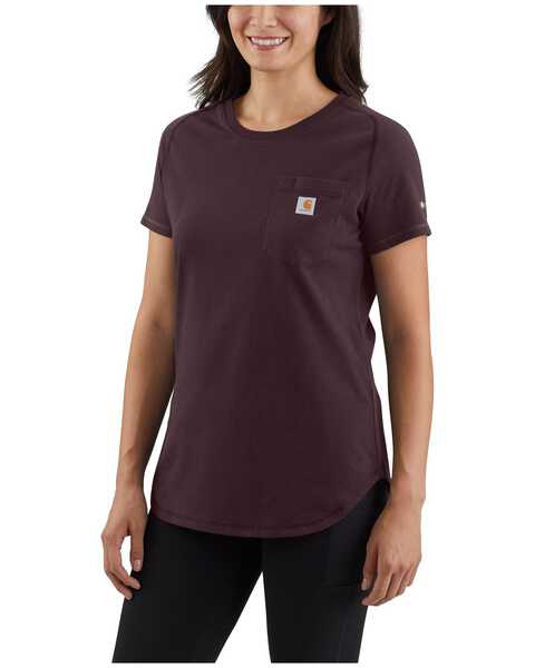 Carhartt Women's Force Relaxed Fit Midweight Short Sleeve Work Tee, Purple, hi-res
