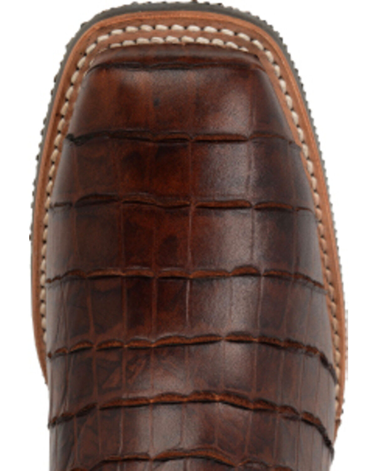 Image #5 - Double H Men's Croc Print Roper Work Boots - Steel Toe, Brown, hi-res
