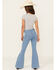 Image #3 - Shyanne Girls' Seraphina Medium Wash Blocked Flare Comfort Stretch Denim Jeans, Medium Wash, hi-res