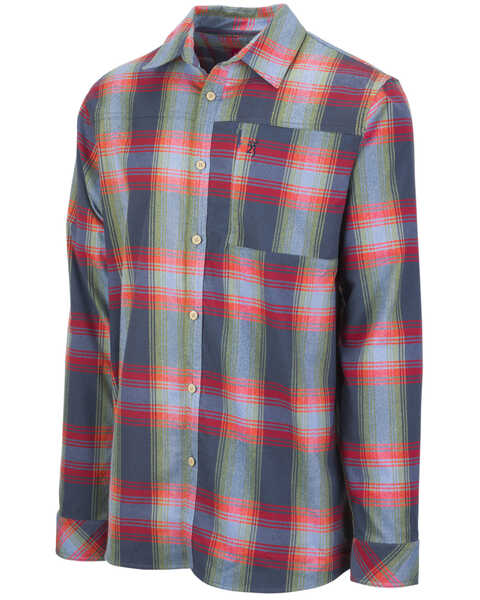 Image #1 - Browning Men's Moisture Wicking Long Sleeve Button Down Flannel Shirt , Blue, hi-res