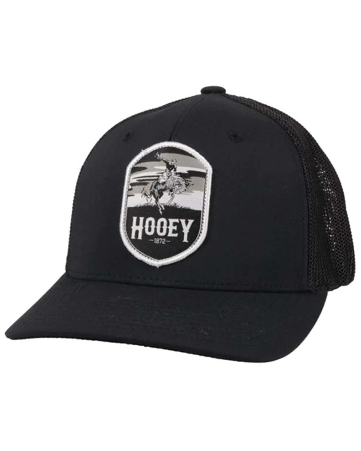 Image #1 - Hooey Boys' Cheyenne FlexFit Trucker Cap, Black, hi-res