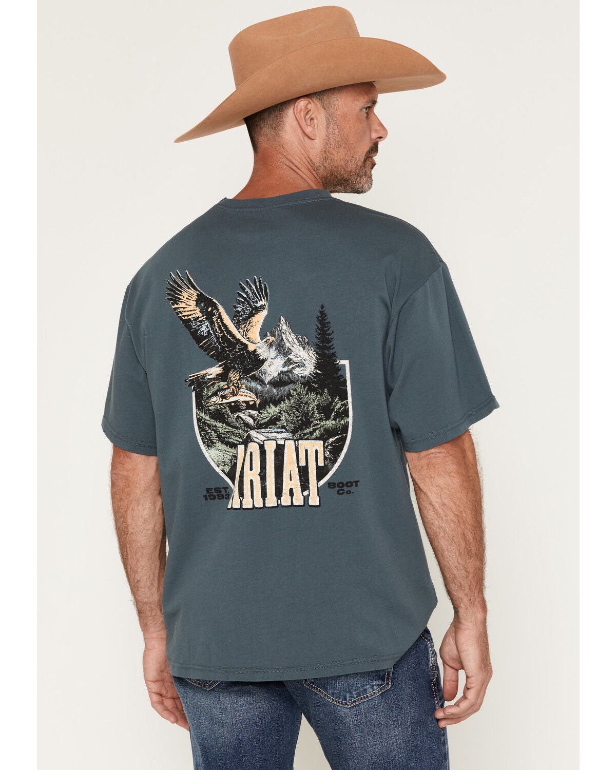 Ariat Men's Apex Freedom Eagle Short Sleeve Boxy Graphic T-Shirt, Slate, hi-res
