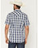 Image #4 - Moonshine Spirit Men's Desert Willow Plaid Print Short Sleeve Pearl Snap Western Shirt, Blue, hi-res