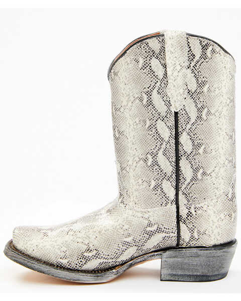Image #3 - Tanner Mark Girls' Python Print Western Boots - Square Toe, Black/white, hi-res
