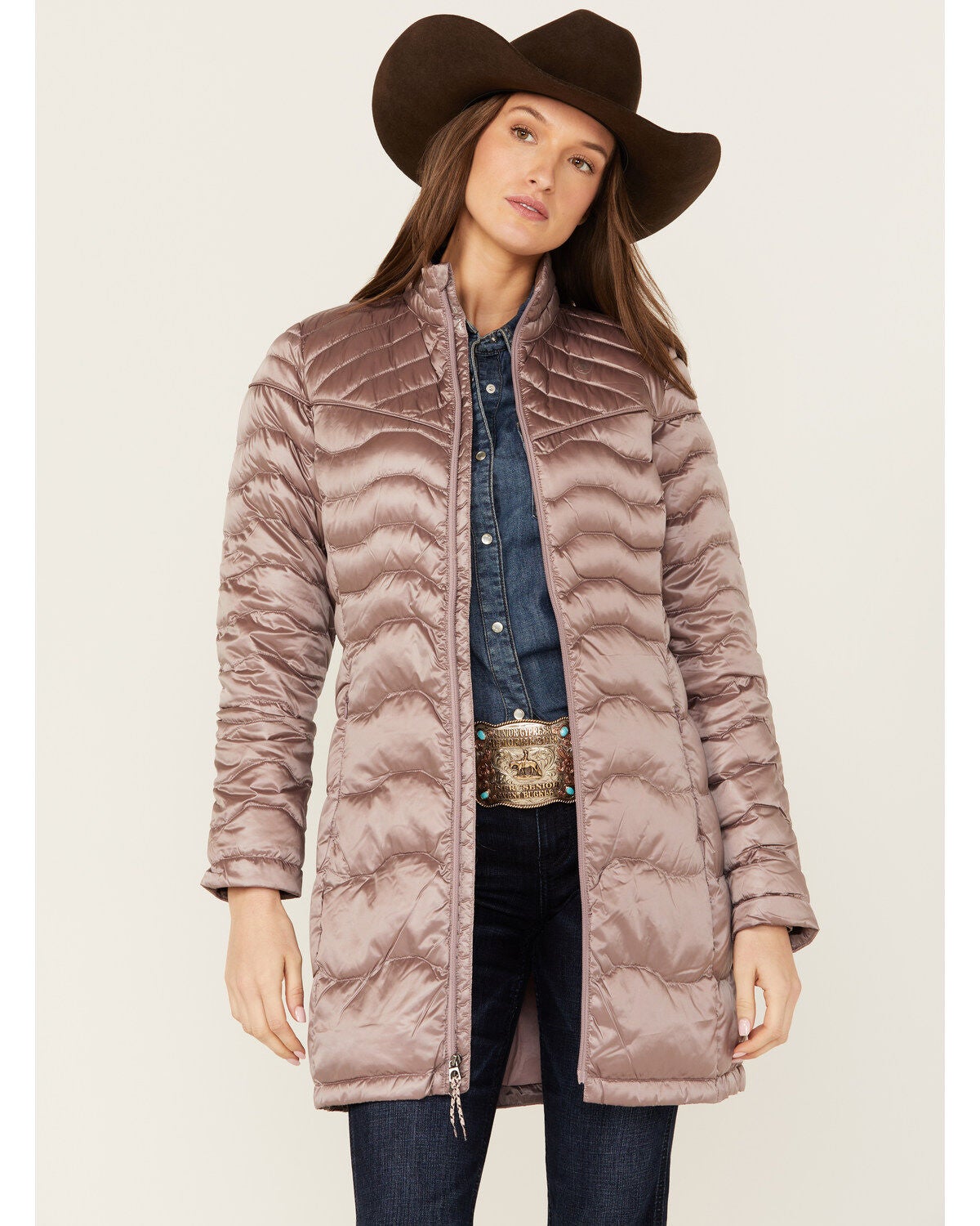 Ariat Women's Ideal Down Parka Coat, Brown, hi-res