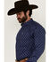 Image #2 - Ariat Men's Cade Medallion Print Long Sleeve Button-Down Western Shirt, Navy, hi-res