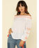 Image #1 - Wrangler Women's Embroidered Tassel Off Shoulder Top, Ivory, hi-res