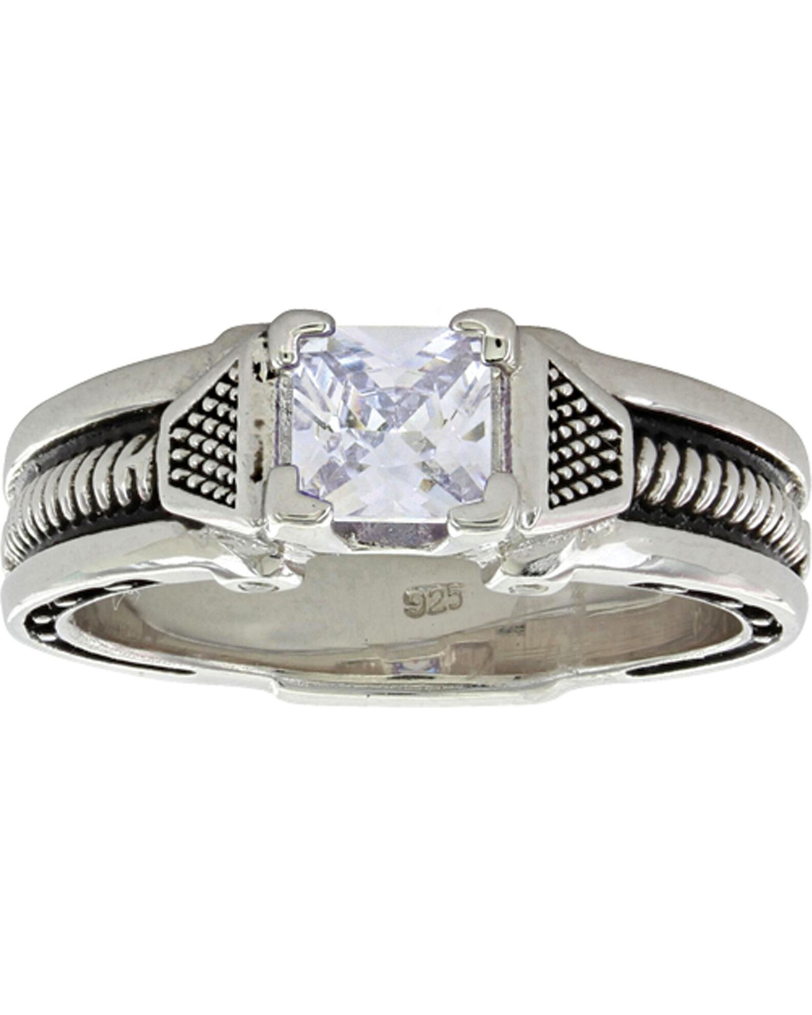 Image #1 - Montana Silversmiths Women's Silver Single Stone Horseshoe Nail Ring, Silver, hi-res