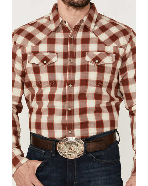 Image #3 - Blue Ranchwear Men's Red Plaid Long Sleeve Snap Western Shirt, , hi-res