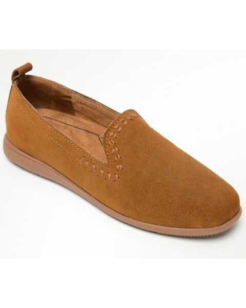 Image #1 - Minnetonka Women's Shay Suede Slip-On Shoes - Round Toe, Brown, hi-res