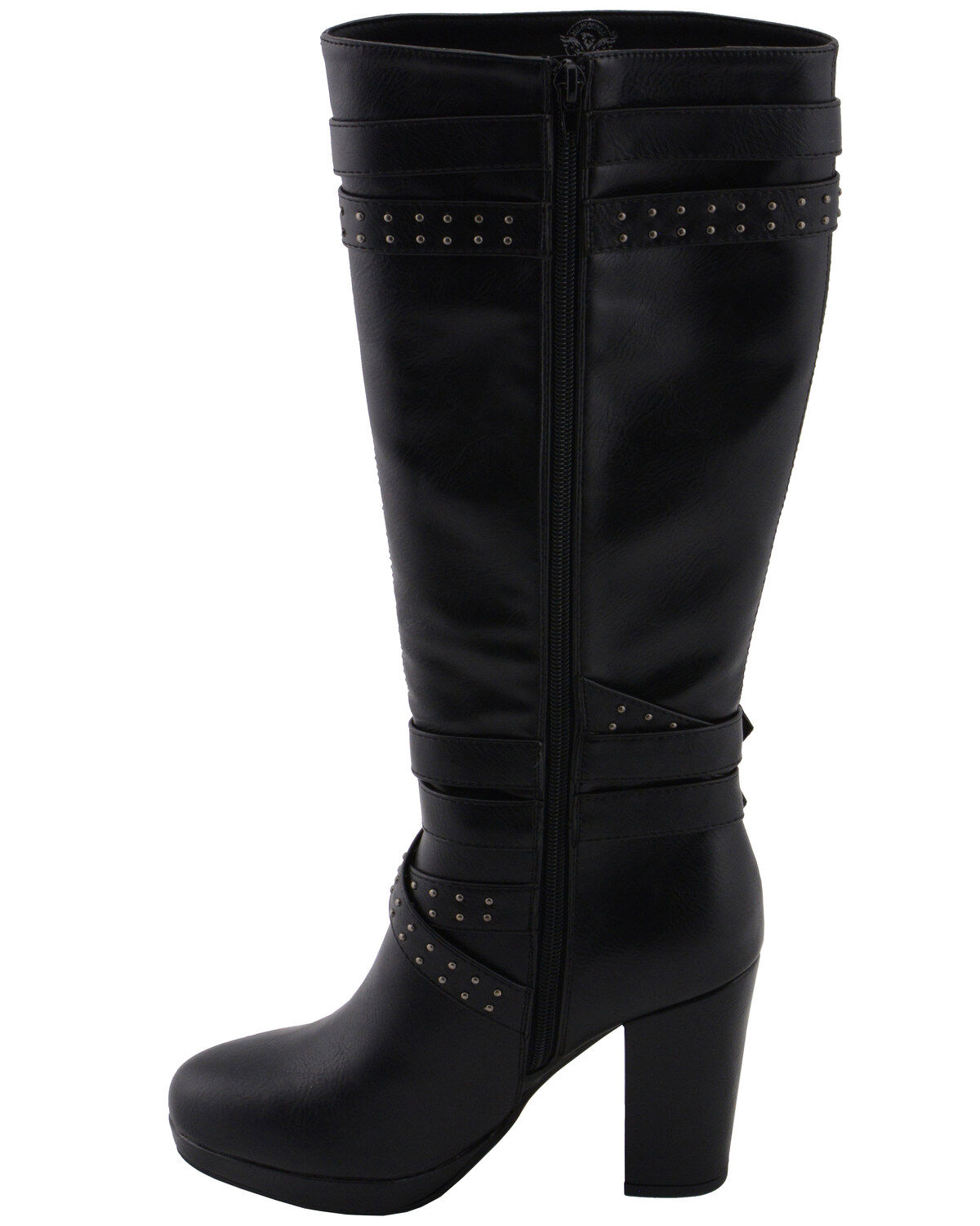 Image #4 - Milwaukee Leather Women's Platform Heel Studded Strap Boot - Round Toe, Black, hi-res