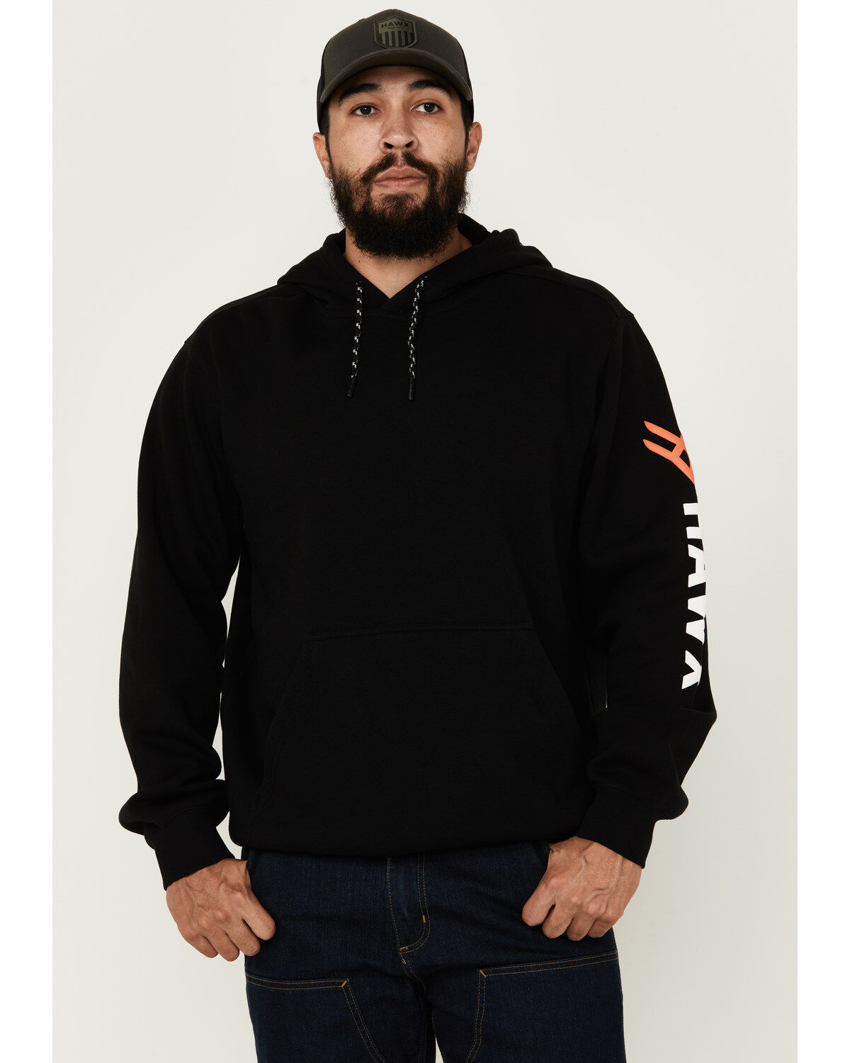 Image #2 - Hawx Men's Logo Sleeve Hooded Sweatshirt - Big, Black, hi-res