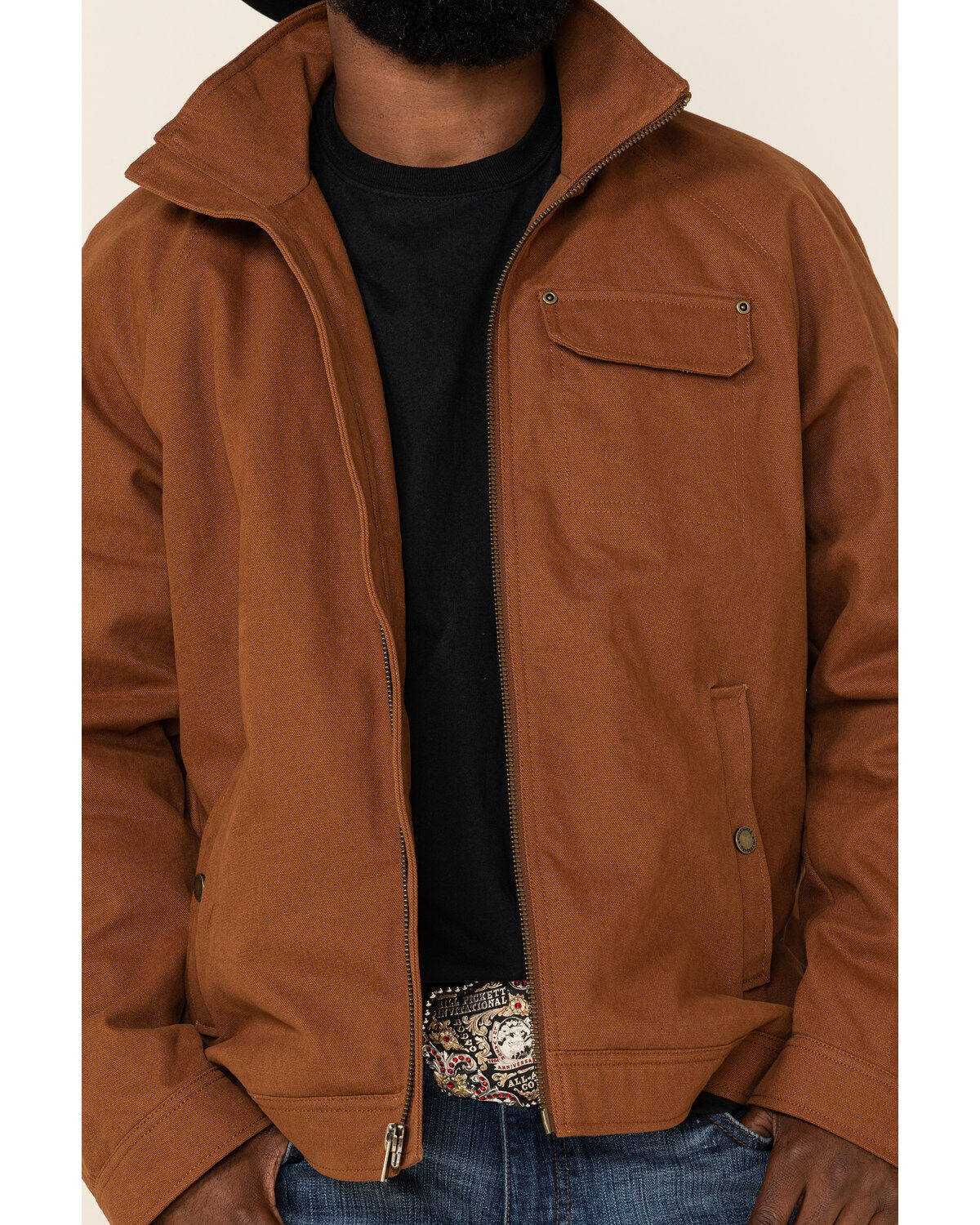 tan zip up jacket