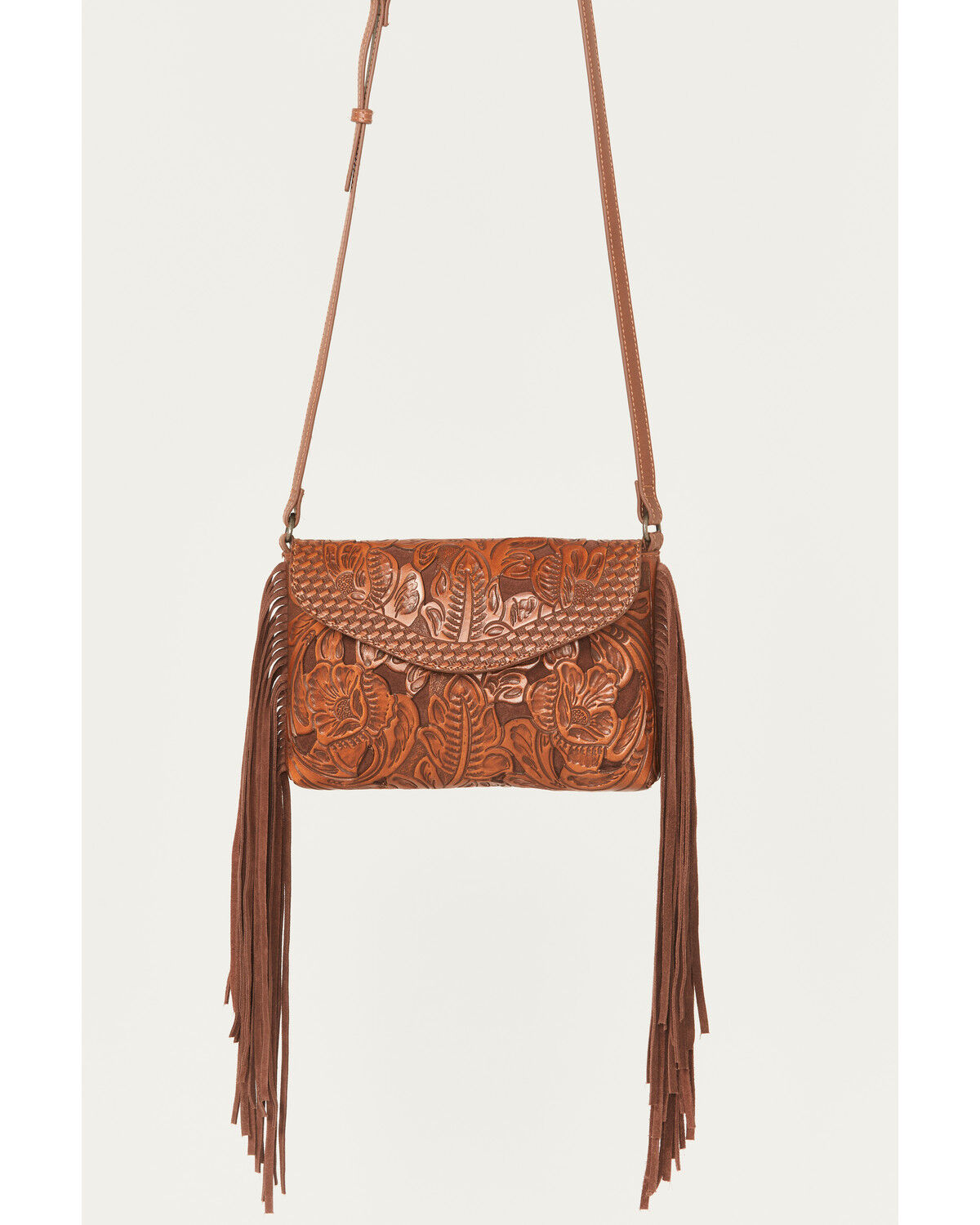 Image #2 - Shyanne Women's Wrenlee Tooled Underlay Crossbody Bag, Chestnut, hi-res