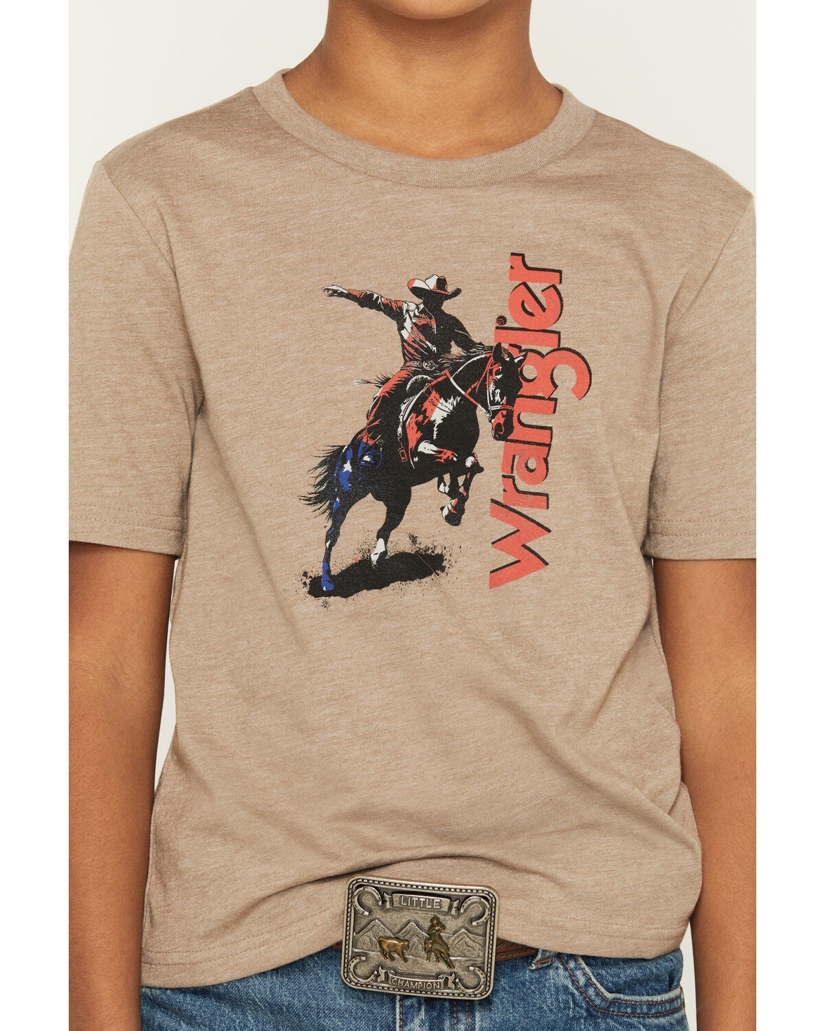 Image #3 - Wrangler Boys' Bucking Bronc Logo Short Sleeve Graphic T-Shirt, Brown, hi-res