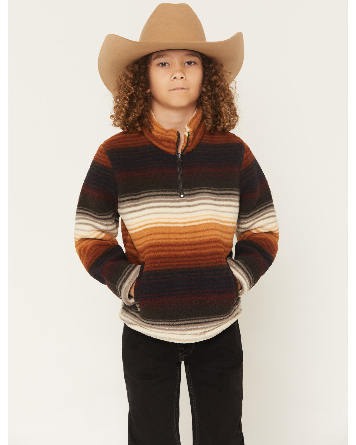 Wrangler Boys' Serape Striped Quarter Zip Pullover | Boot Barn