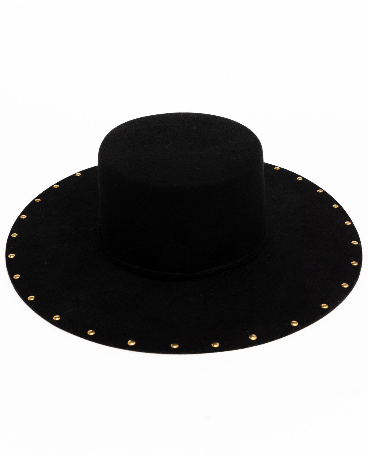 Image #5 - Shyanne Women's Boater Gold Stud Western Wool Felt Hat , Black, hi-res