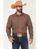 Image #1 - RANK 45&reg; Men's Geotastic Geo Print Rodeo Tech 2.0 Long Sleeve Snap Stretch Performance Western Shirt, Brown, hi-res