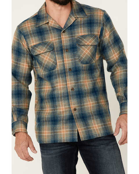 Pendleton Men's Board Ombre Plaid Long Sleeve Button-Down Western Shirt , Blue, hi-res