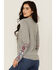 Image #4 - Roper Women's Floral Embroidered Long Sleeve Shirt, Grey, hi-res