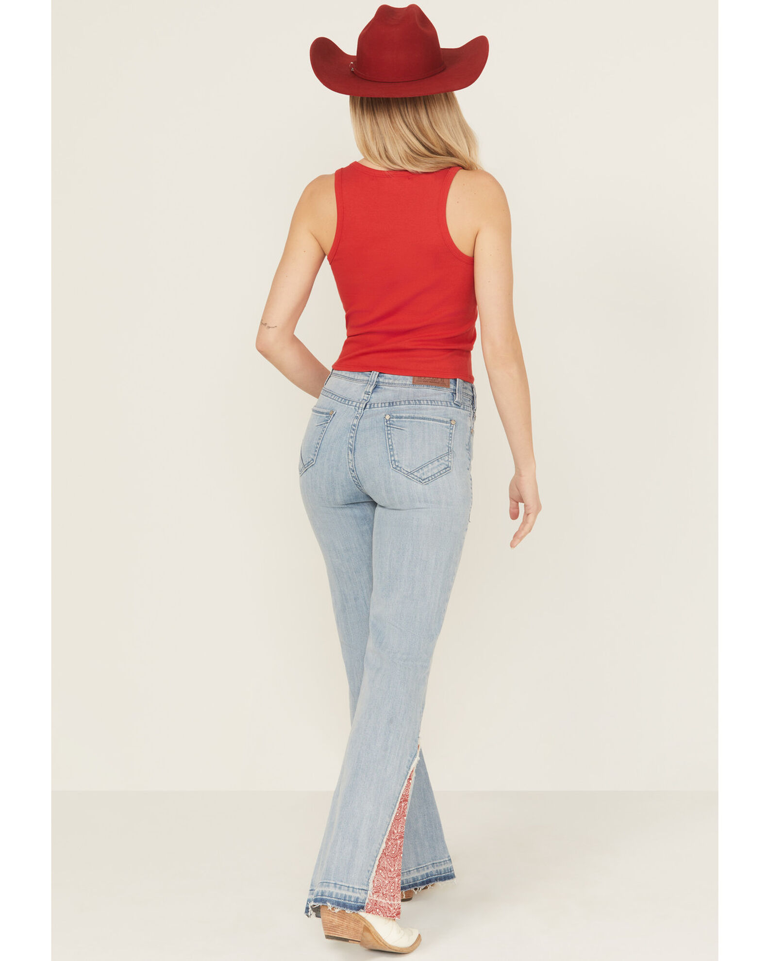 Image #4 - Rock & Roll Denim Women's Button Bandana Hem Trousers, Blue, hi-res