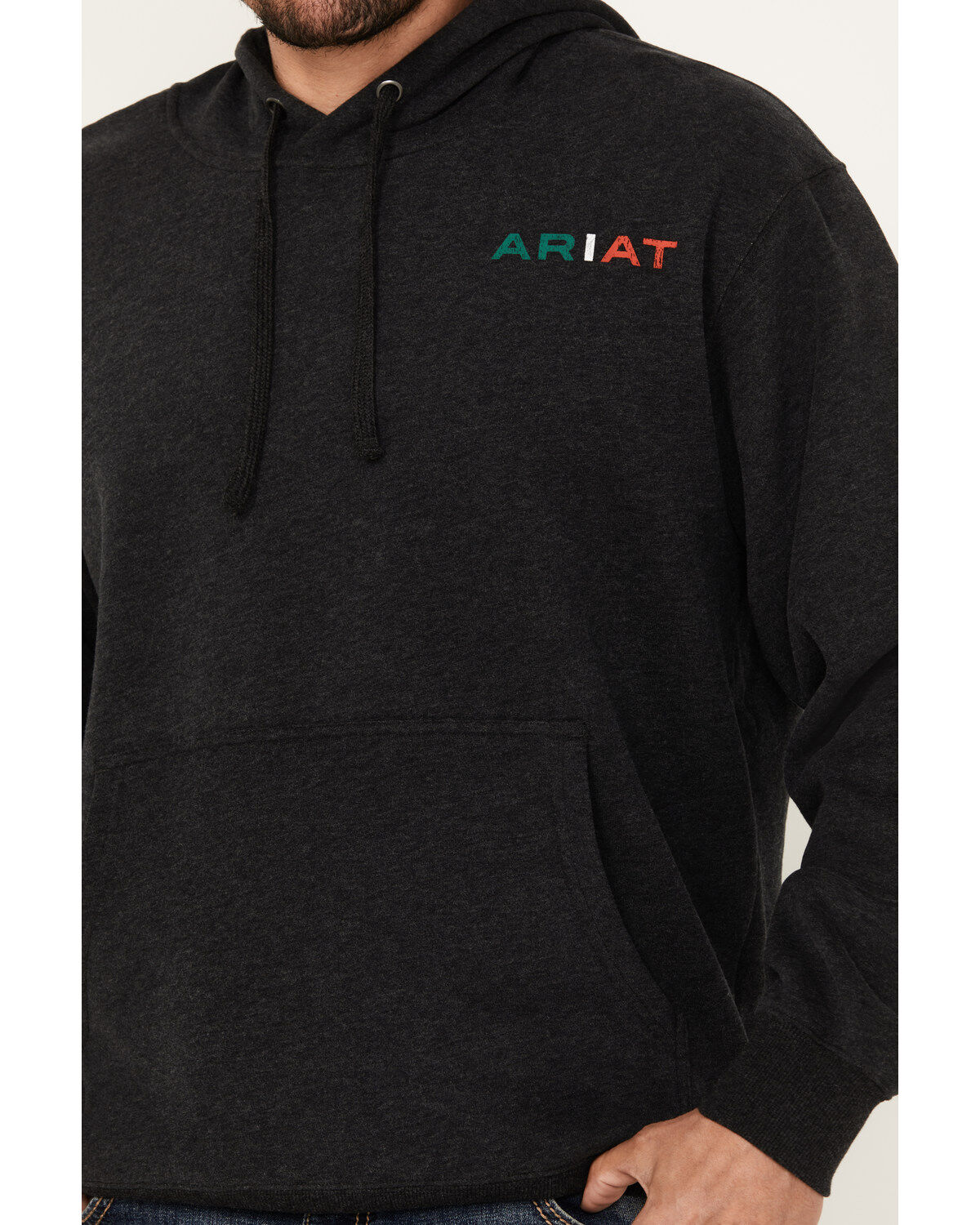 Image #4 - Ariat Men's Mexico Flag Lockup Hooded Sweatshirt, Black, hi-res